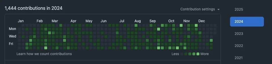 screenshot of git history